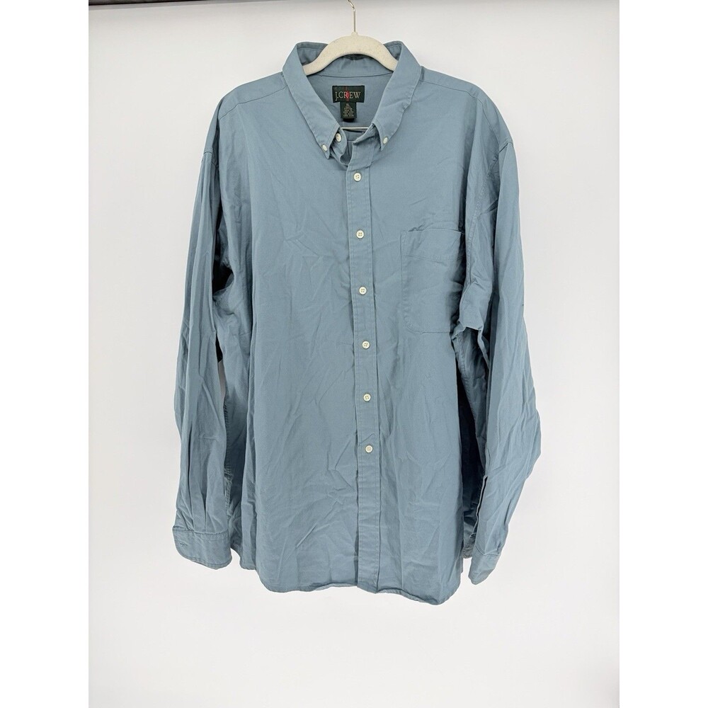 Vintage J Crew Oarsman Canvas Cotton Shirt Men's XL Dusty Blue USA Long Sleeve
